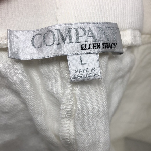 2/$30 NWT Ellen Tracy Pants 100% Linen White Summer Vacation Women's Size Large - Picture 2 of 14